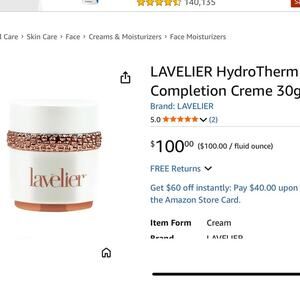 NEW Lavelier HydroTherm Completion Creme MSPR $2000